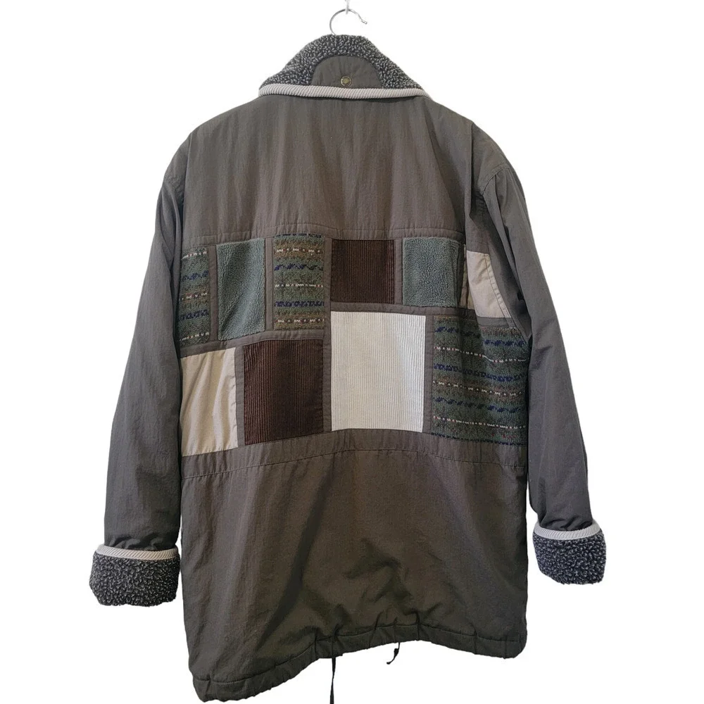Izzi Genuine Rugged Patchwork Vintage Winter Puff Fleece Accent Corduroy Coat.